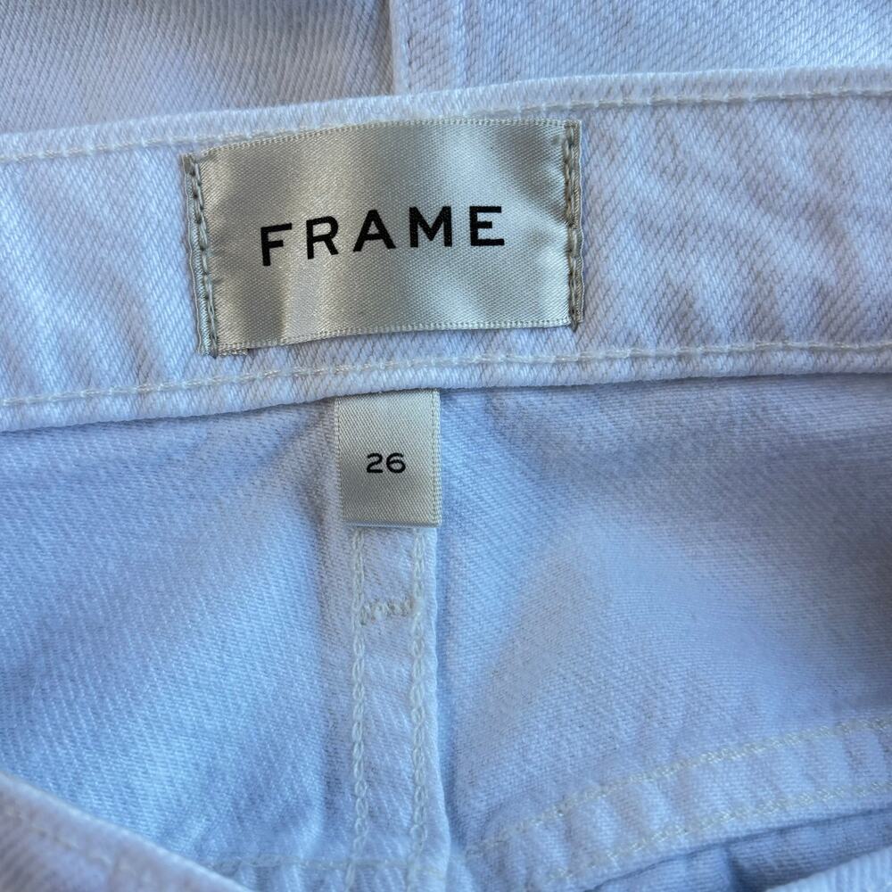 Frame The Easy Shorts High Rise Denim White Size 26 - Picture 4 of 5